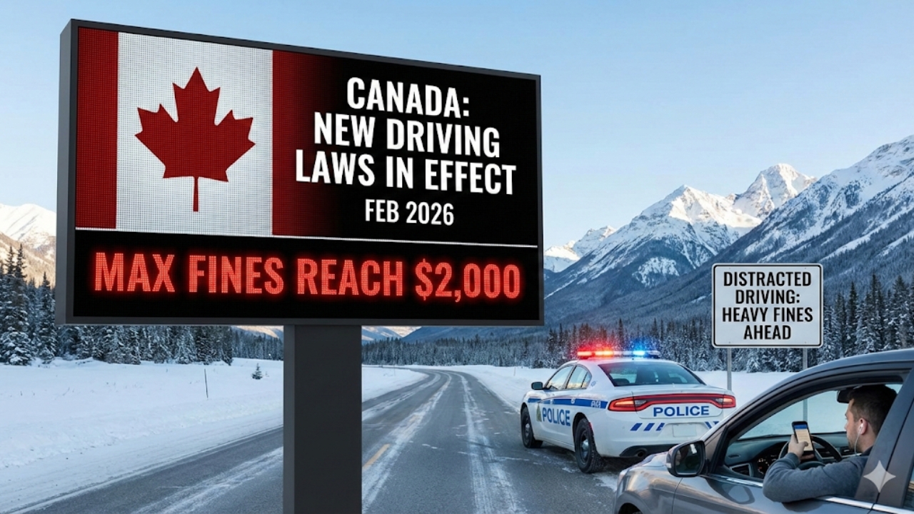 Canada Introduces New Driving Laws in Feb 2026 — Fines Reach $2,000