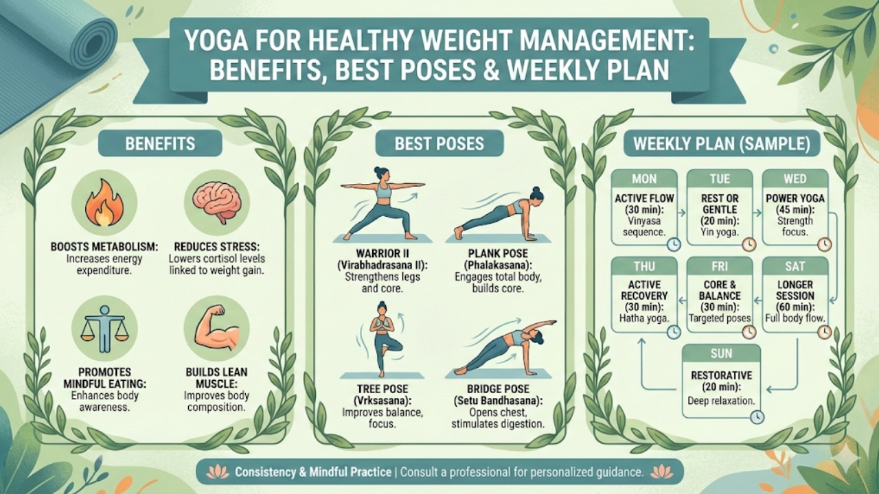 Yoga for Healthy Weight Management: Benefits, Best Poses & Weekly Plan